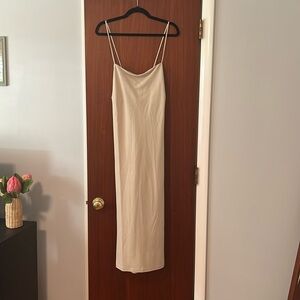 H&M Spaghetti Strap Midi Dress, Tan, Size XL, backless